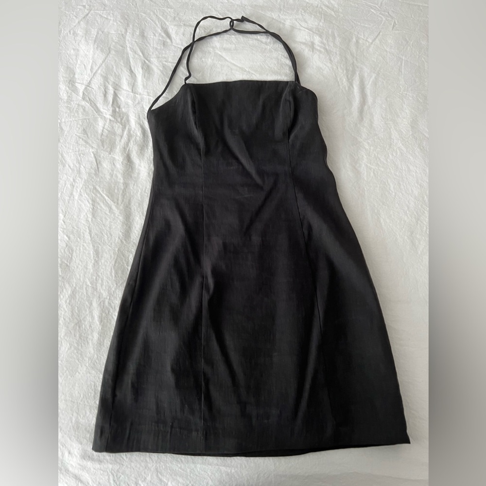 Zara black mini linen dress